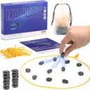 Magnetic Chess Game, 24 Stones, 3 String & Portable Storage Bag, Strategy Board Game for Family Night, Use for Kids Adults