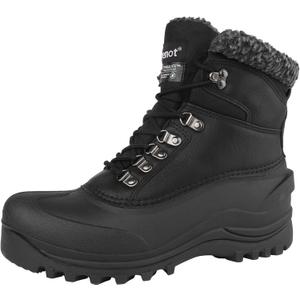 riemot Women's Men's Winter Ankle Boots Waterproof Outdoor Snow Boot Warm Fur Lined Comfortable Non-slip Lace-up Booties for Walking Hiking Trekking Camping Skiing Black (12)