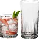 Anchor Hocking Anniston Drinking Glasses Set 16 Piece Set (8 Rocks Glasses & 8 Tumbler Glasses)
