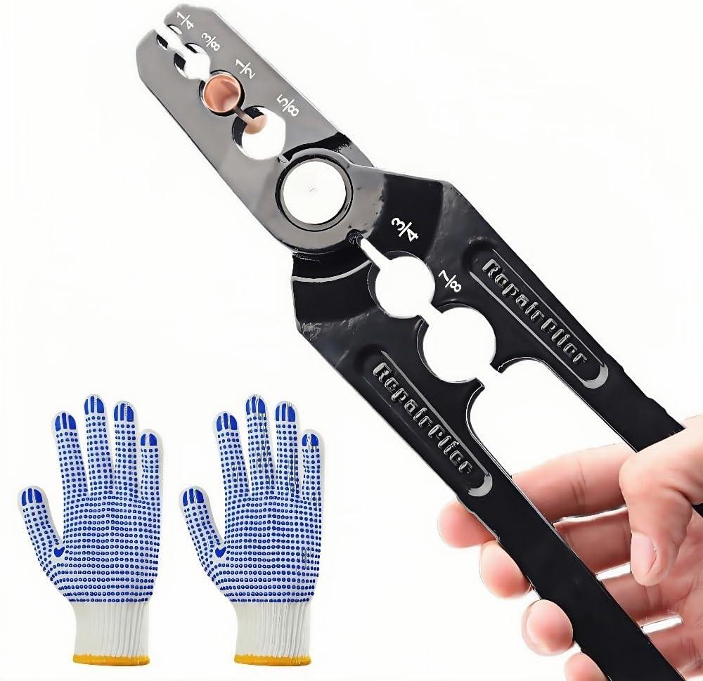 Manual Copper Tube Rounder, Flat Tube Repairer Pliers, Copper Pipe Rounder Plier with 6 Hole, Copper Tubing Repair Tool for Diameter 1/4", 3/8", 1/2", 5/8", 3/4" 7/8" Copper Aluminum Pipe