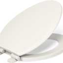 KOHLER 20454-96 Ridgewood Elongated Soft Close Toilet Seat, Quiet Close, Wood Toilet Seat, Home Essentials, Biscuit