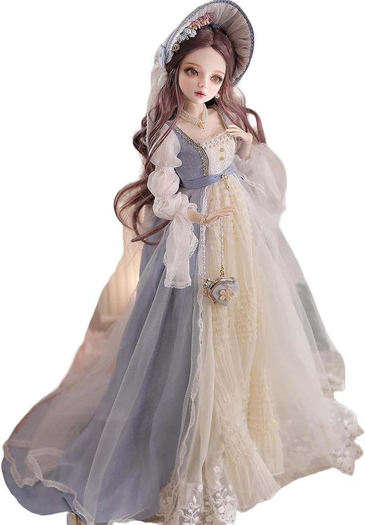 Hand-Painted BJD Doll 1/3,22.8 inches(56cm) Tall, in Nordic Pastoral Style,Princess Doll,PVC Body with 31 Movable Joints,for Ages 15+ and Older,Desk and Wall Decorations (Handmade Makeup Plus)