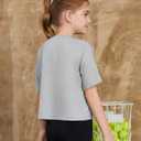 ZDC Girls Short Sleeve Crop Tops Kids Casual Crewneck T-Shirts Basic Tees 5-14 Years