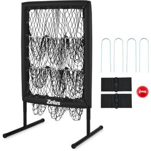 ZELUS 9-Hole Pitching Net Plus, Baseball Net with Authentic Strike Zone for Outdoor & Indoor Use, Height Adjustable Baseball Training Net for Batting Pitching Hitting, Softball Aid Equipment  (43.3 to 50", Black)