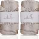 Makromecity, 2 Skeins of Polyester Macrame Cord 2mm x 250 Yards (750 feet) 2mm Polypropylene Macrame Cord for Macrame Art & Crafts for Wall Hangings, Bags, Underplate, Rug, (Latte)