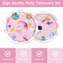 96Pcs Pink Space Birthday Party Supplies,include Dessert plate Plate Napkin And Forks,Used for Galaxy Space Planet Astronauts Party Decoration,Serves 24 Guests (Pink Space)