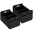Simple Deluxe Car Trunk Organizer, 2 Compartments Suv Trunk Storage Organizer with Large Capacity Waterproof Collapsible Anti-slip Design, for Car Suv/Jeep/Sedan, Standard Size, Black, 2 Pack