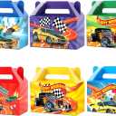3Pcs Race Car Party Treat Boxes Hot Car Gift Box Birthday Supplies Wheels Wild Goodie Gift Boxes Race Cars Favor Box for Kid Boy Wheels Cars Birthday Baby Shower Game Party Decoration, Yellow and Red  