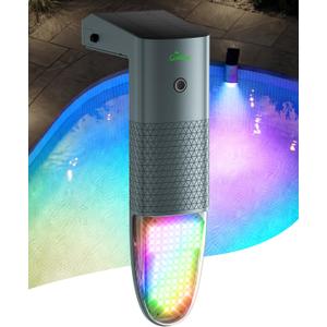 Extra Large Solar Pool Lights for Inground & Above Ground Pools, 80 LED RGBIC Underwater Pool Lights with Remote, Dual-Color Lighting, 10 Colors & 7 Modes, Solar & USB Rechargeable, IP68 Waterproof