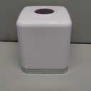 mDesign Plastic Square Disposable Facial Tissue Box Cover for Bathroom Vanity, Countertop, Bedroom Dresser, Night Stand, Office Desk, End Table, Hold Paper Tissues - Hyde Collection - White/Chrome