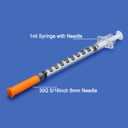 1ml Syringe with Needle,30G 1cc 5/16 Inch 8mm Needle and Syringe,Individually Wrapped,Pack of 100