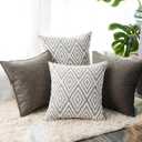 THOHAG Set of 4 Throw Pillow Covers 18 x18 inches, Soft Linen Cushion Covers, Square Decorative Couch Pillows Covers for Sofa Living Room, Natural (18" x 18" (Pack of 4))