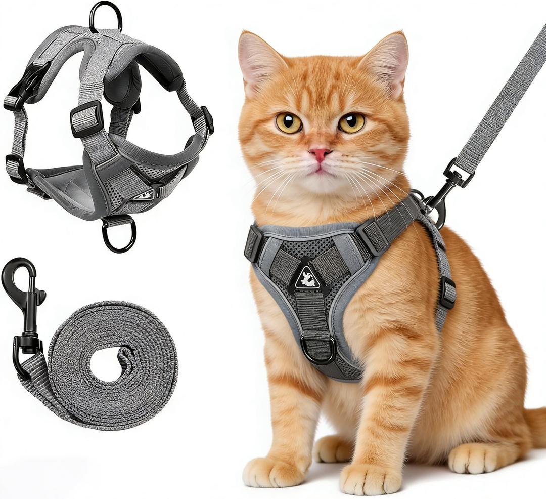 Cat Harness and Leash for Walking, Escape Proof Soft Adjustable Vest Harnesses for Cats Large