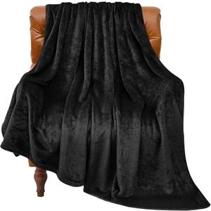 BEDELITE Fleece Blanket Black Throw Blanket for Couch & Bed, Luxury Plush Cozy Fuzzy Blanket 50" x 70", Super Soft Warm Lightweight Fall Throw Blanket for Travel Camping