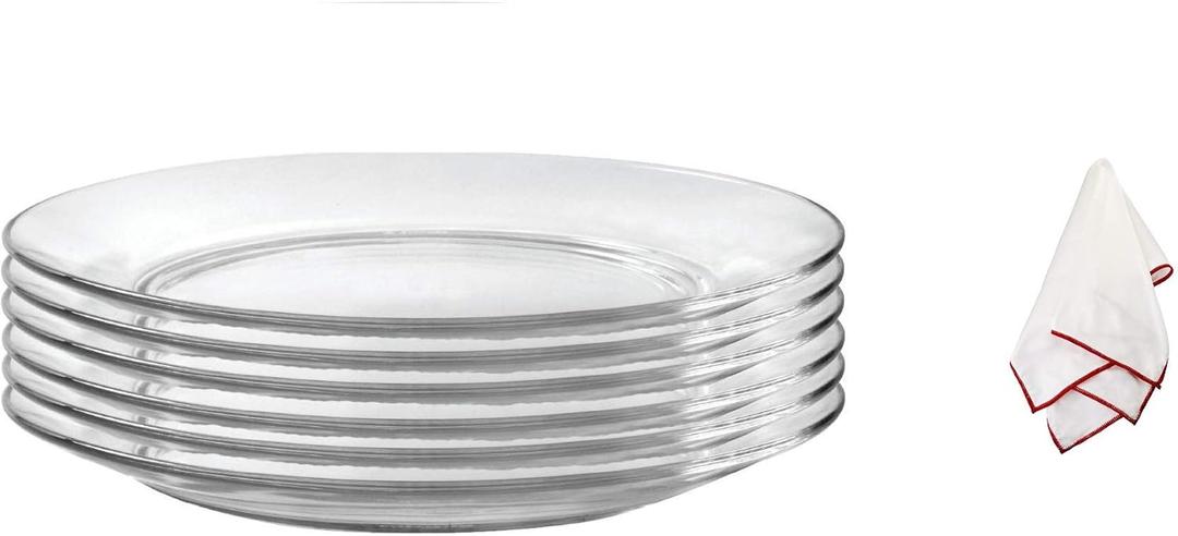 Duralex Lys Plates with a Polishing Cloth (Dinner Plate 9.3 Inches, Set of 6)