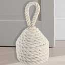 3.3lb Woven Doorstop–Kid & Pet-Friendly, Cotton Rope, Door Holder to Keep Door Open with Handle, Weighted Outdoor Door Stop for Family Homes, Floor-Safe