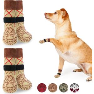 BEAUTYZOO Dog Socks to Prevent Licking Paws, Dog Socks for Hardwood Floors Anti Slip, Socks for Dogs, Dog Paw Protector, Dog Grippy Socks for Senior Dog, Non Slip Dog Socks Prevent Scratching- Size SM