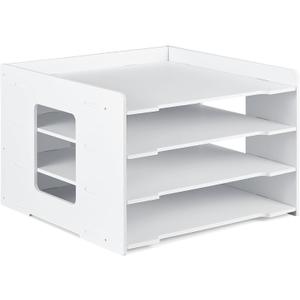 Juexica 4 Tier Stackable Paper Trays for Desk - Desktop File Organizer for Home Office Decorations, 12.6 x 12.6 x 8.3 Inch