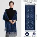 E-Clover Lace Shawl Velvet Scarfs Shawls and Wraps for Evening Dresses Wedding Shawl Wraps for Dress Accessories Winter (Blue)