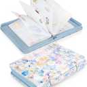 Jewelry Travel Organizer Case, PU Leather Portable Jewelry Storage Book with Transparent Pockets Zipper Bag for Necklaces, Earrings, Bracelets(48 Grids+48 Thicken PVC Bags),WatercolourBlossoms