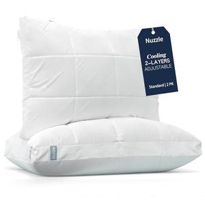 Nuzzle Cooling Adjustable Pillow for Side Sleepers, Luxury Standard Size Set of  Only 1 Bed Pillow Hotel Collection - Best Adjust Height Soft Firm Pillow for Back, Stomach or Side Sleepers - Home Gifts