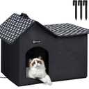 MIU Color Outdoor Cat House, Upgraded Large Double Roof Weatherproof Cat House for Outdoor Cats, Insulated Wild Cat Shelter with Removable Soft Padding, Easy to Assemble,20" x 13.8" x 16" inch