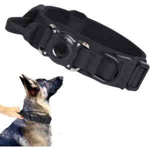 Xqpetlihai Upgraded AirTag Dog Collar Waterproof Tactical Dog Collar with AirTag Holder Heavy Duty Dog Collars for Large Dogs (BlackL (Large (Pack of 1))
