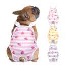 Jollywoods 3 Pack Washable Female Dog Diaper Onesie Sanitary Pantie with Adjustable Suspender, Reusable Fixed Doggie Diapers, Super Absorbent Leakproof for Small Medium Large Dog in Heat Cycle Striped, XS/S