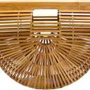 Miuco Womens Bamboo Handbag Handmade Large Tote Bag Straw Beach Bags Beach Purse Size (Small)