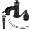 BATHLAVISH Bathroom Faucet 3 Hole Oil Rubbed Bronze for Sink Waterfall Widespread 8 Inch 2 Handle Farmhouse with Pop Up Drain with Overflow Vanity Basin Lavatory Commercial & Parts