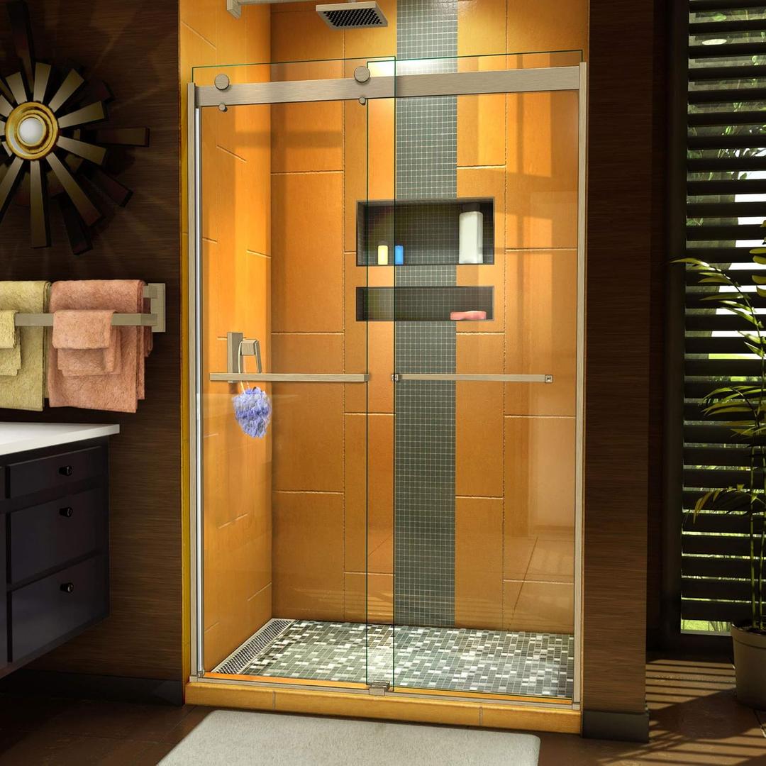 DreamLine Sapphire 44-48 in. W x 76 in. H Semi-Frameless Bypass Shower Door in Brushed Nickel, SHDR-6348762-04