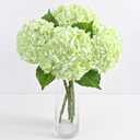 4 Pcs Real Touch Hydrangea Artificial Flowers, 21" Light Green Full Faux Hydrangea Flowers Latex Fake Flowers for Home Decor Party Floral Arrangements Wedding Bouquets Centerpieces Outdoor Decor
