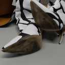 LINMUYOUJIA Thigh high boots for women striped Back zipper Burgundy Zebra Print Over the knee Sexy gold white pointed toe Cow Print leopard Magenta stiletto heel -black-white-43