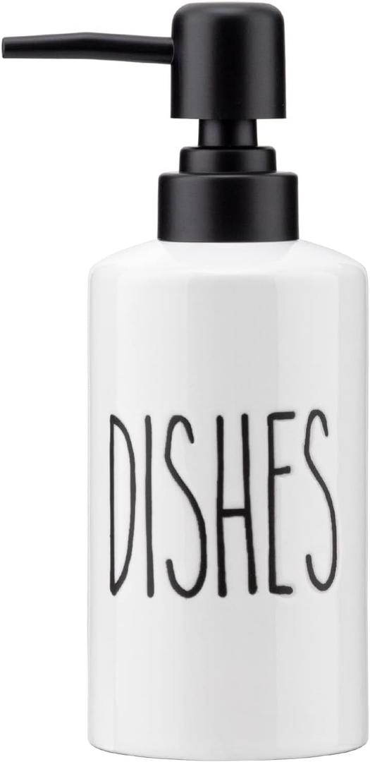 FE Dish Soap Dispenser for Kitchen, 10oz Ceramic Soap Dispenserr for Bathroom with Plastic Pump(Dishes)