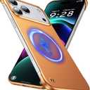 GRECAZO Magnetic Ultra Thin Frosted Designed for iPhone 17 Pro Frameless Case 6.3 inch [Compatible with MagSafe] Slim Minimalist Lightweight Matte Hard Cover Protective Borderless Case- Orange