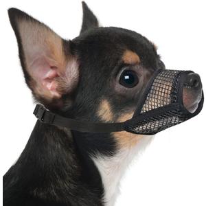 Mayerzon Dog Muzzle, Soft Mesh Muzzles for Dogs Chihuahua Poodle Husky Labrador Retriever, Breathable Dog Mouth Guard for Biting Chewing Grooming, Allow Panting Drinking (XXS-Snout (4-5))