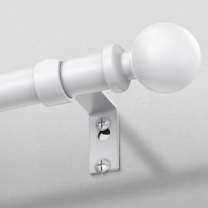 White Curtain Rod 36-91 Inch, 1 Inch Adjustable Heavy Duty Curtain Rods for Windows, Decorative Modern Window Treatment Rods, Telescopic Splicing Metal Drapery Pole, Easy Installation