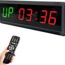 Gym Timer Clock Digital Interval Tabata Workouts Fitness Wall Small with Remote Home Garage Office Jujitsu School Referee Studio Church Service (Two Green+Four Red 1.5")