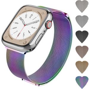 Magnetic Loop Band Compatible with Apple Watch S9/8/7/6/5/4/3 38/40/41/42/44/45/49mm, Ultra 1/2 49MM, Classy Stainless Steel Metal Mesh Strap fit iWatch SE, Women Men