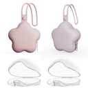 4 Pack Pacifier Holder Case,2pcs Silicone Portable Pacifier Pouch and 2pcs Transparent Nipple Holder Case Container, On-The-GO Pacifier Storage Container Box,BPA Free, Easy to CleanPink+Purple