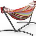 Threshold Double Hammock with Space-Saving Steel Stand, 2 Person Heavy-Duty Hammock for Garden, Yard or Outdoor, 600lbs Capacity, Wide Blue