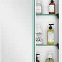 Quavikey Bathroom Medicine Cabinet with Mirror, Aluminum Surface Mount or Recessed Mirror Medicine Cabinet 16x26 Inch, Silver