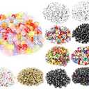 Letters Acrylic Square Beads Jewelry Making Loose Gasket DIY Necklace Bracelet Black and White Digital Love Heart Accessories - (Color: Style 3/Item Diameter: 100pcs)