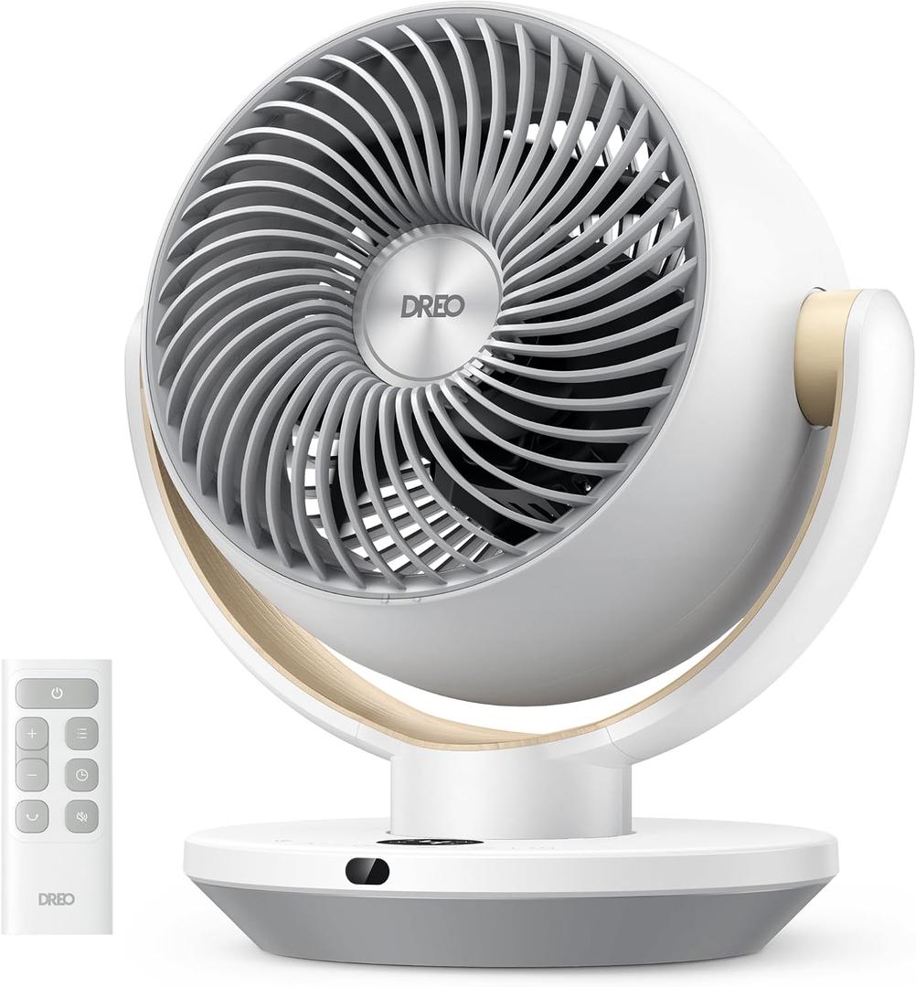 DREO Fan for Bedroom, Desk Air Circulator Fans with Remote, 11 Inch Table Fan for Whole Room, 65ft Powerful Airflow, 120 Vertical Manual and 90 Oscillating, 4 Speeds, 8H Timer, 25dB Quiet, Home