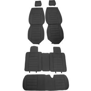 FREEMOTOR802 Compatible with 2007-2023 Jeep Wrangler JK JL 5-Seat Seat Covers, Full Set PU Leather Seat Cover Cushion Protectors Replacement (Front + Rear, Black)