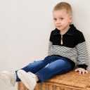 Baby Toddler Boy Clothes Fall Winter Boys Outfits Quarter Zip Pullover Sweatshirt Jeans Denim Pants Sweatsuit Set (Black)