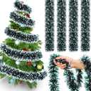 72 Feet Christmas Tinsel Garland Shiny Metallic Tinsel Twist Garland Streamers Ornaments Long Glitter Christmas Tree Hanging Decorations for Party Holiday Wedding Birthday Tree (Dark Green, Black)
