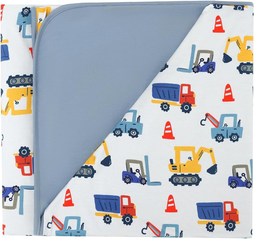 Premium Baby Blanket, Stretchy Quilt for Kid, Soft Crib Bedding for Newborn Baby and Toddler, Nursery Blanket for Boys and Girls, Viscose Made from Bamboo, 50'' x 50'' Blue Car (One Size)