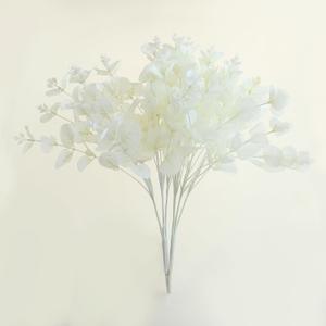 GREENTIME 2 Pack White Eucalyptus Stems with 20 Branches 18.5'' Artificial Flower Bouquet for Vase Wedding Table Centerpiece Decor