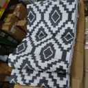 HIHEGD Outdoor Rug 9x12 for Patio Camping RV, Waterproof Reversible Mat, Plastic Straw Rug for Indoor Outdoor Patio Clearance, Porch, Deck, Backyard, Picnic (Black and White)